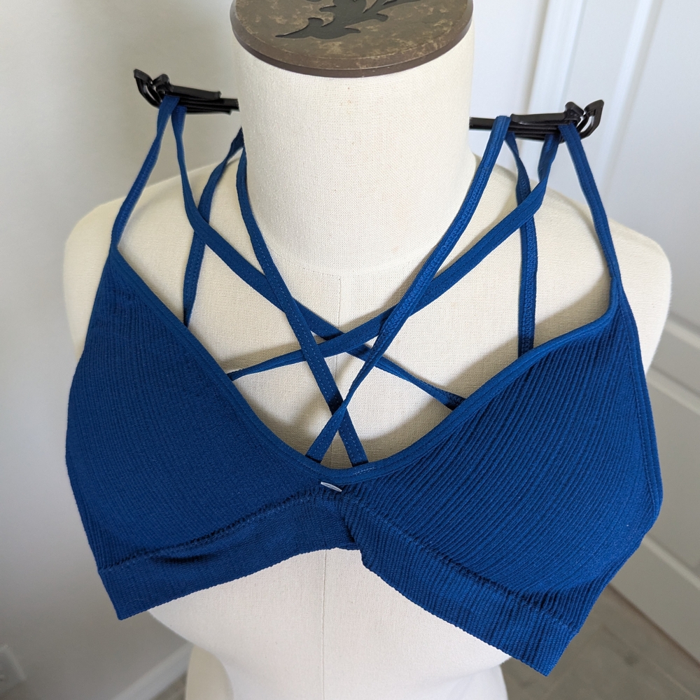 Allen B. By Allen Schwartz Deep Blue Strappy Bralette - Picture 2 of 5